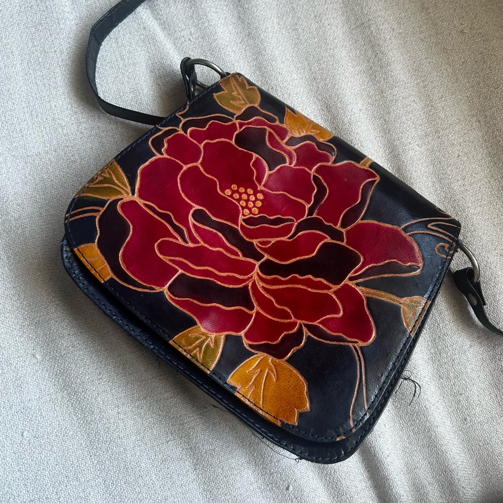 Y2K thrifted crossbody bag with floral print